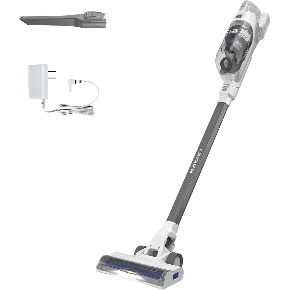 Aspiradora de Mano 16V MAX Recargable con Luces LED, Portátil, Ligera, Antideslizante, Autoportante, Multisuperficie, Blanca