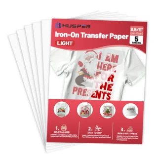 Papel de transferencia termoadhesivo de tamaño carta, 5 hojas, 8,5x11 pulgadas, para telas de colores claros, papel de transferencia de dibujo imprimible por láser y inyección de tinta