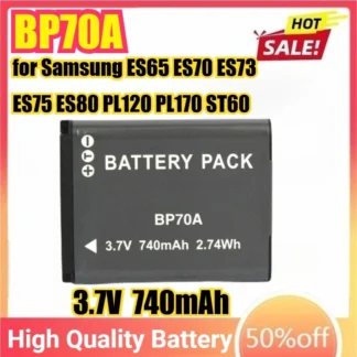 Batería de cámara de iones de litio BP70A para Samsung ES65 ES70 ES73 ES75 ES80 PL120 PL170 ST60 ST70 ST700 WB50F WB32 ST89 ST64 DV180F ST66