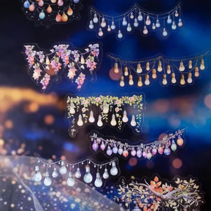 16 hojas/bolsa de pegatinas para mascotas, bolsa, macetas, flores, ventanas, luces de estrellas, pegatinas de cuenta de mano, decoración creativa de tarjetas de felicitación DIY