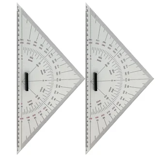 Regla Triangular de 2 Piezas, Acrílica, para Cartas Náuticas, 300 mm, Juego de Reglas Triangulares para Ploteo de Cartas Náuticas para Barcos, Yates y Embarcaciones