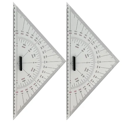 Regla Triangular de 2 Piezas, Acrílica, para Cartas Náuticas, 300 mm, Juego de Reglas Triangulares para Ploteo de Cartas Náuticas para Barcos, Yates y Embarcaciones