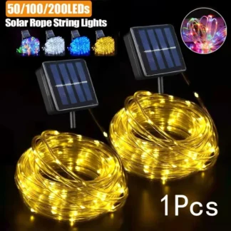 Guirnalda de Luces LED Solares para Exteriores, Tira de Luces, Lámpara de Tubo, Guirnalda de Luces de Hadas para Decoración de Jardín, Árbol, Patio y Valla