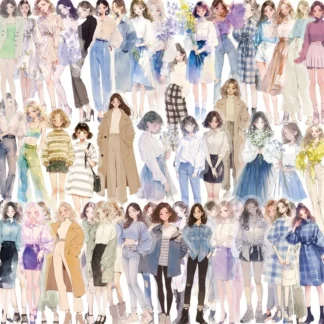 50 Uds. De pegatinas adhesivas Kawaii de moda para niñas, papelería coreana estética, decoración artesanal, álbum de recortes, suministros escolares para niños