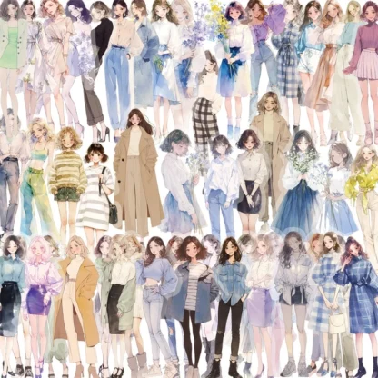 50 Uds. De pegatinas adhesivas Kawaii de moda para niñas, papelería coreana estética, decoración artesanal, álbum de recortes, suministros escolares para niños