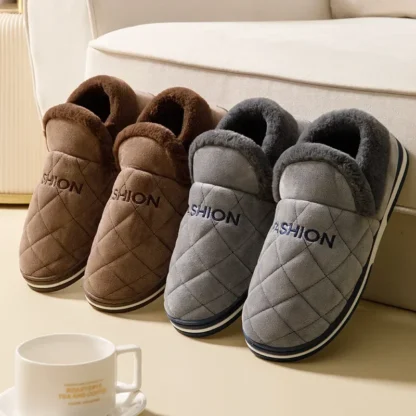 Zapatillas cálidas de invierno para hombre, talla grande 47 48 49 50, impermeables, talla grande, zapatos informales para el hogar y el dormitorio, toboganes antideslizantes para interiores