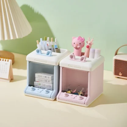 Portalápices de rejilla múltiple para decoración de mesa, caja de almacenamiento de dibujos animados multifuncional, estante de almacenamiento de adorno de cajón