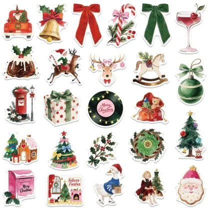 50 Uds. De pegatinas de grafiti estéticas navideñas, pegatinas impermeables de PVC para ordenador portátil, pegatinas de regalo para teléfono de dibujos animados