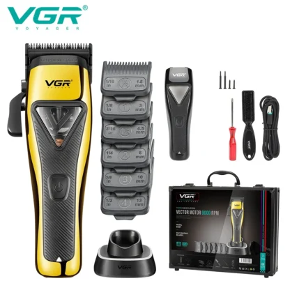VGR maquina de cortar cabello cortapelos profesional hombre Cortapelos Profesional Recortador de pelo Eléctrico Máquina cortadora de cabello motores vectoriales Corte de pelo 9000 rpm Cortapelos para hombre V-015