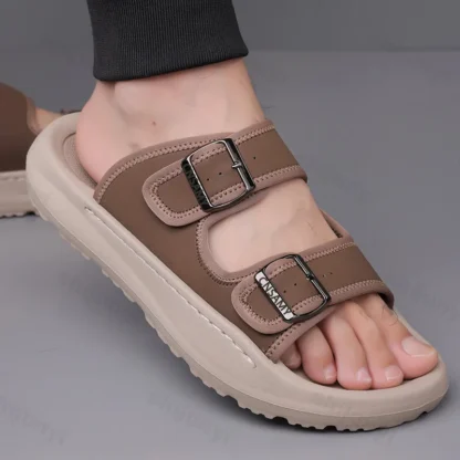 Zapatillas de hombre 2025, sandalias de playa transpirables de verano para exteriores, chanclas antideslizantes, nuevas zapatillas planas, zapatos de hombre de alta calidad