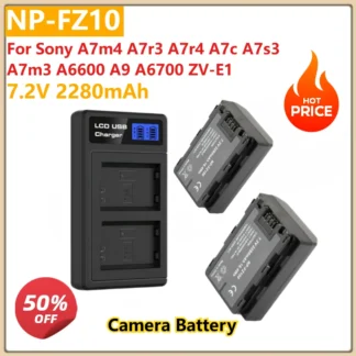 Para Sony A7m4 A7r3 A7r4 A7c A7s3 A7m3 A6600 A9 A6700 ZV-E1 cargador de batería de cámara de repuesto NP-FZ10 7,2 V 2280mAh
