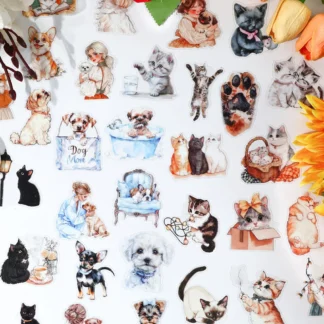40 Uds. De pegatinas decorativas de animales de dibujos animados de gato bonito para mascotas, pegatinas para álbum de recortes, diario basura, Collage, pegatinas de cuentas de mano