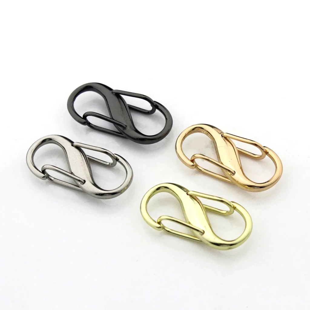 Mini conectores de gancho a presión para collares, hebilla tipo S de Metal, 2 piezas, para llavero de bolso artesanal de cuero, joyería artesanal