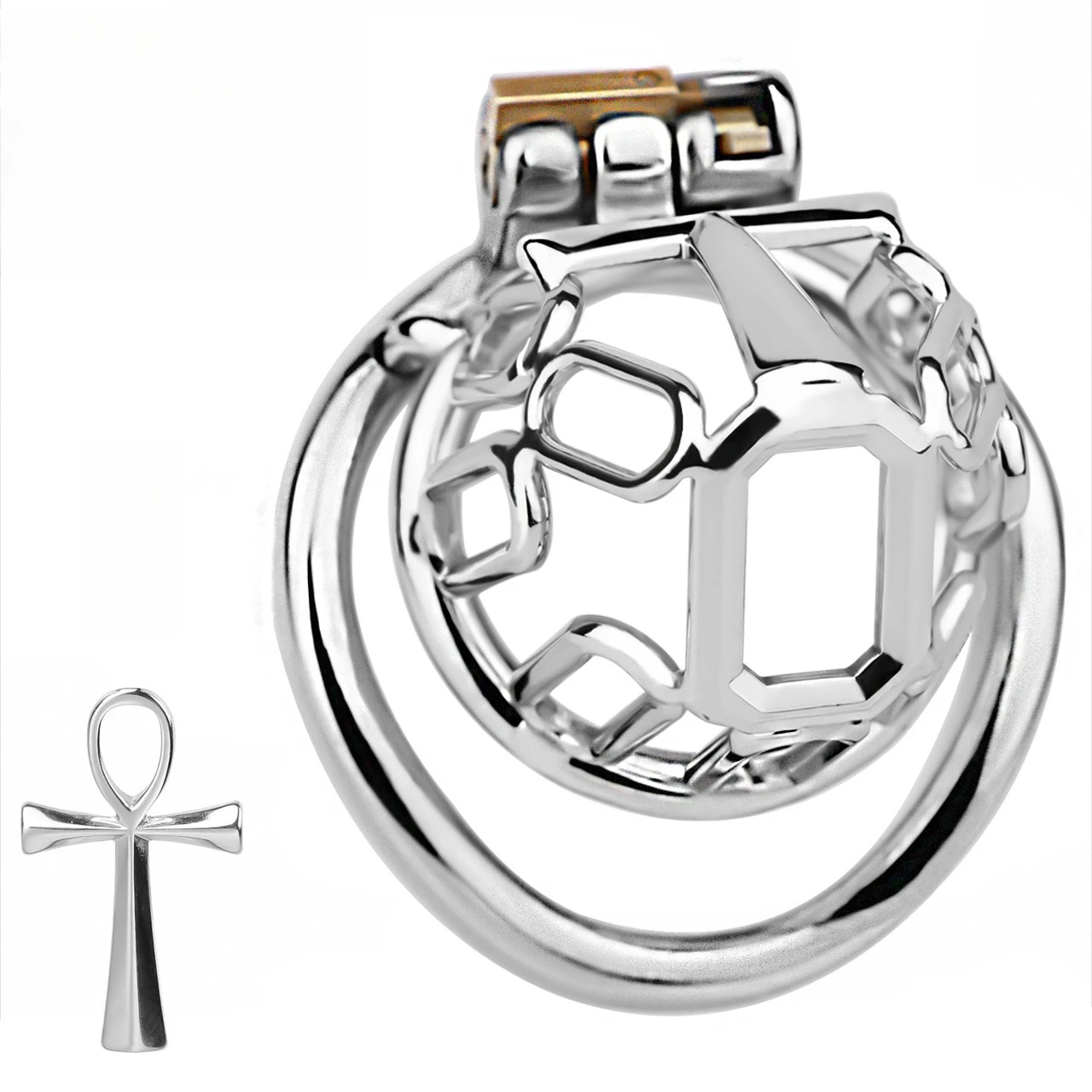 Candado de castidad de acero inoxidable hueco FRRK-315A para productos para adultos masculinos, candado de castidad tipo gallina.