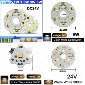 Chip LED de bajo voltaje DC24V, 1W, 15W, 3W, 5W, placa de fuente de luz SMD, blanco cálido, 19mm, 23mm para módulo de tira de iluminación DIY