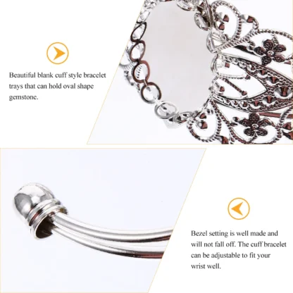 5 Piezas de Bandas de Pulsera Ovaladas con Base para Gemas, para Fabricación de Joyería Artesanal Personalizada