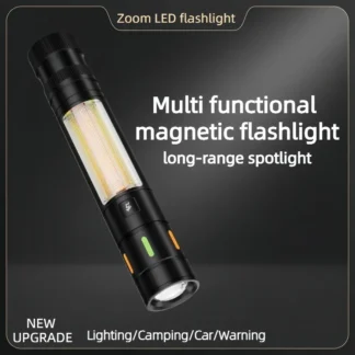 Linterna LED Súper Brillante, Luz de Trabajo Magnética COB, Zoom, Carga Tipo-C, Impermeable, Luz de Advertencia, Iluminación para Camping al Aire Libre