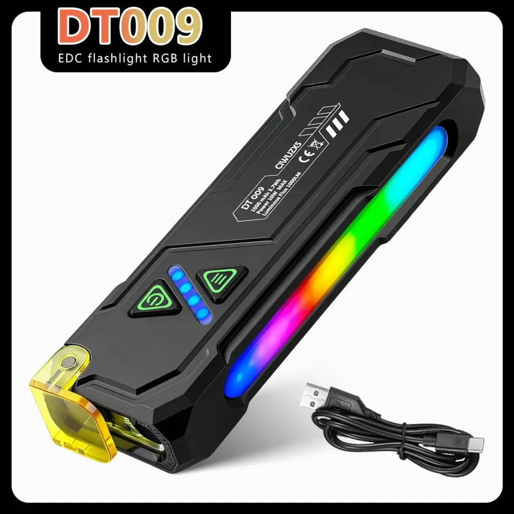 Linterna EDC LED UV tipo C, luz de trabajo recargable con Clip magnético, impermeable, bolsillo para acampar, linterna de emergencia de aluminio