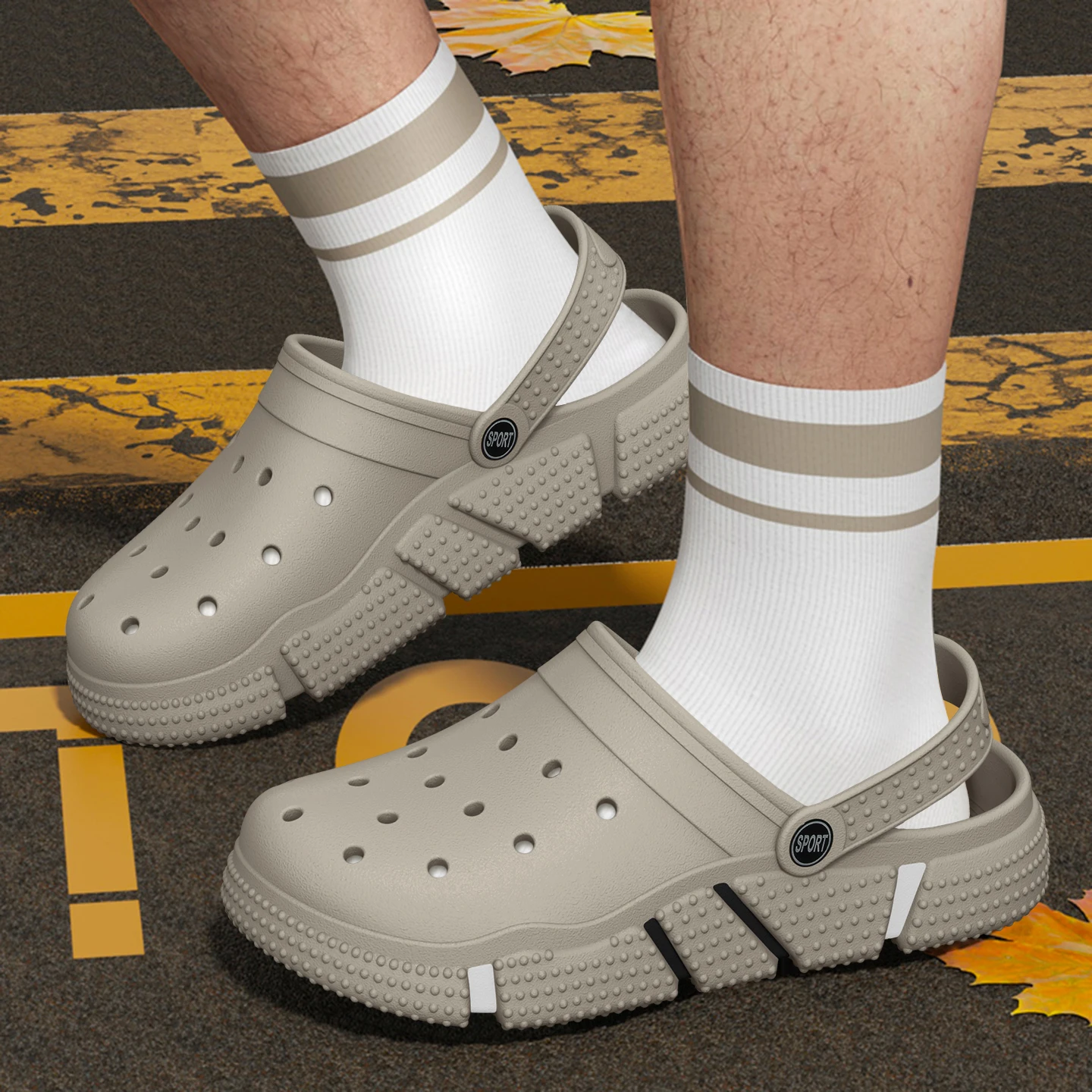 Zapatillas informales de verano para hombre, talla grande, antideslizantes, resistentes al desgaste, suela blanda, punta cubierta, fondo grueso para exteriores