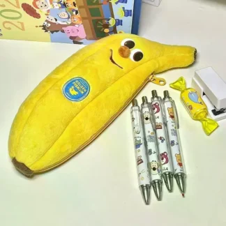 Estuche para lápices de plátano de dibujos animados, bolsa de almacenamiento de felpa, bolsa de maquillaje, regalo creativo y humorístico, bolsa de papelería para la escuela, 1 ud.