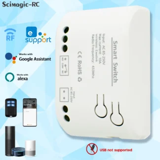 EWelink WIFI inteligente abridor de puerta de garaje interruptor módulo de relé automatización del hogar DC7-32V AC220V RF433 Control remoto contacto seco Alexa