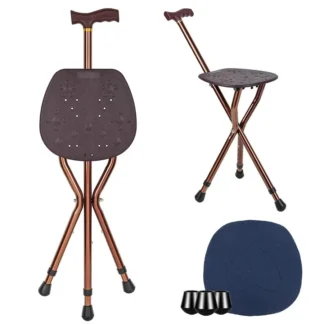 Bastón Plegable con Asiento para Hombre, Capacidad de 265 lbs, Asiento Grande, Altura Ajustable, Bastón y Silla de Doble Uso