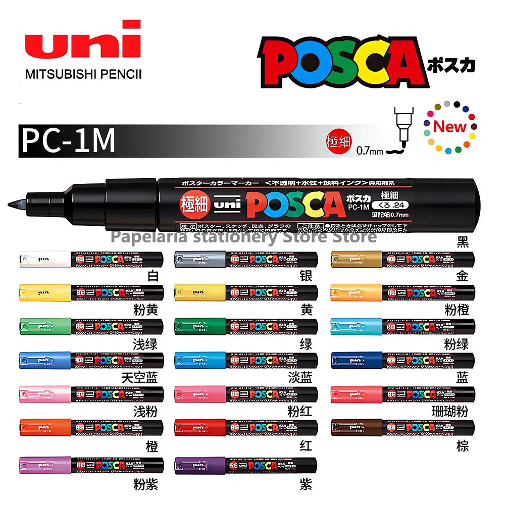 1 UNI POSCA PC-1M marcador suministros de arte para artista POP cartel pluma Graffiti publicidad 0,7mm arte papelería multicolor opcional