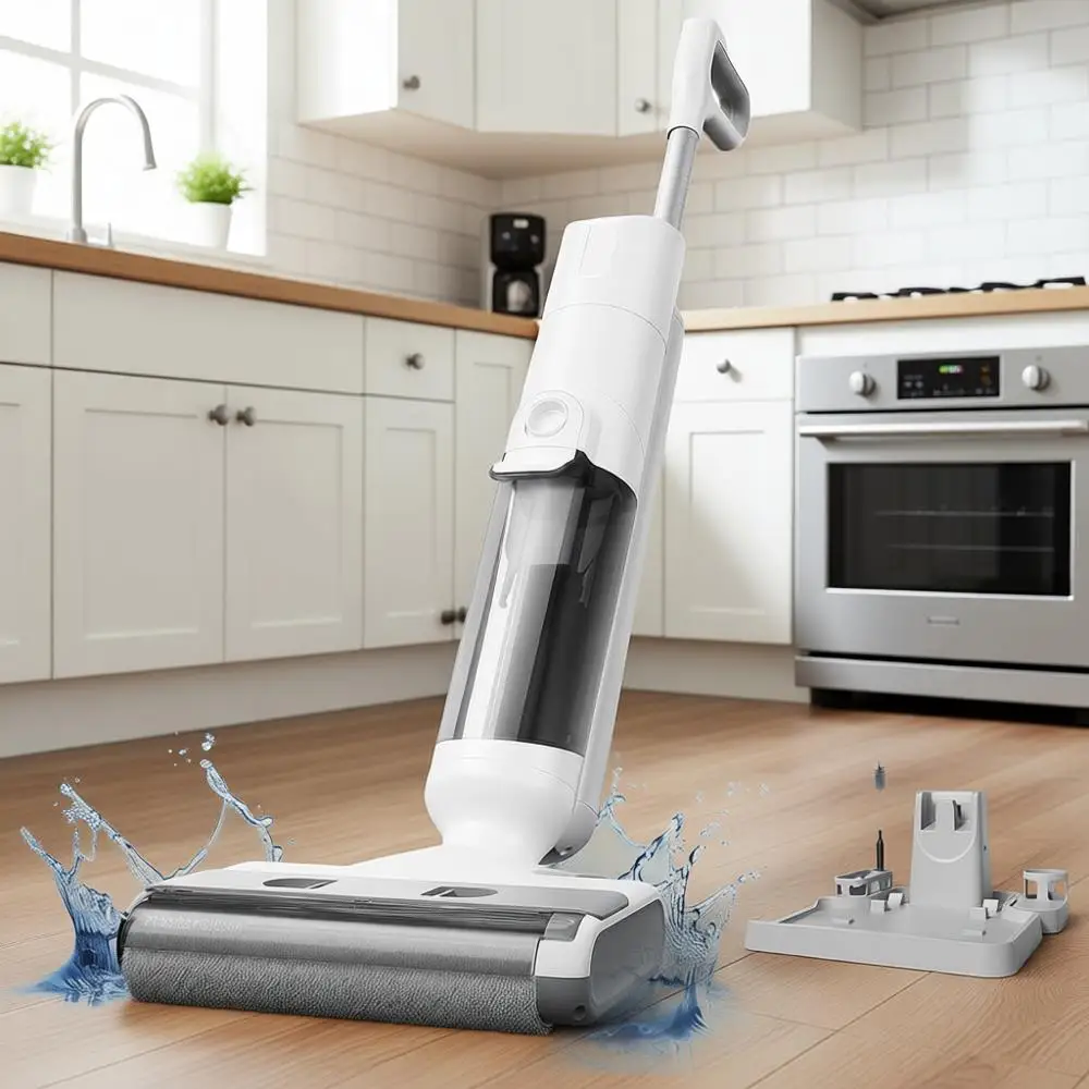 Aspiradora Inalámbrica para Húmedo y Seco, Combo de Aspiradora y Mopa con Autolimpieza Automática de un Botón, Aspiradora y Mopa 3 en 1 para Pisos Duros, Alta Potencia