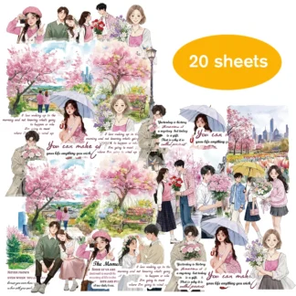 20 piezas amantes bajo la pegatina del árbol de cerezo es adecuada para cuaderno, botella de agua, maleta y teléfono móvil, estuche de bolígrafo