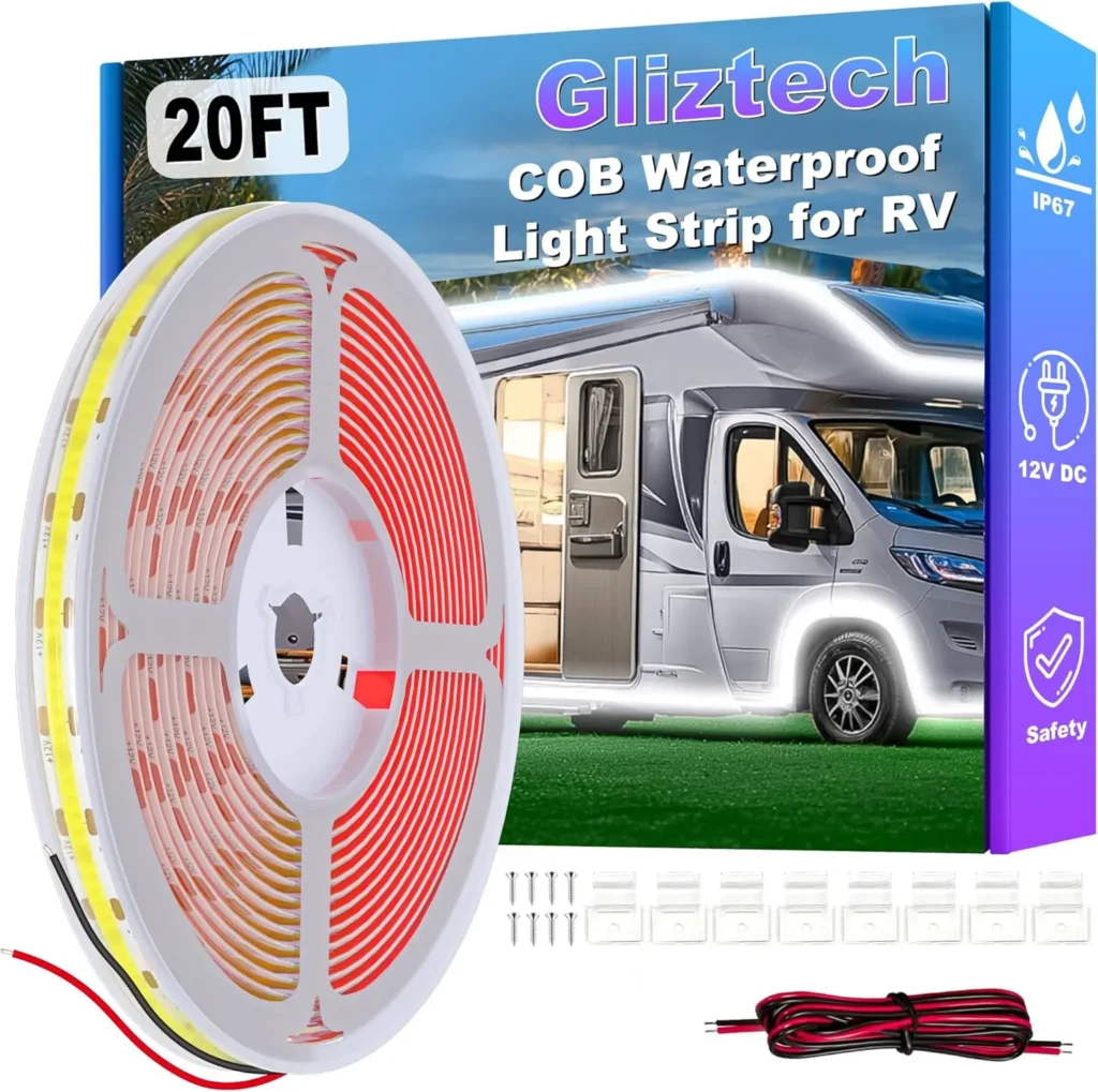 Luces LED COB Blancas de 12V, Impermeables IP67, de 20 Pies, para Toldos de Autocaravanas y Remolques