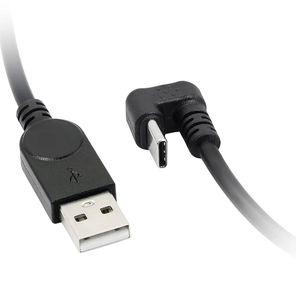 Cable USB en forma de U de 0,3 M, ángulo de 180 grados, USB 2,0 a Micro-USB o tipo C, Cable de carga de sincronización de datos para tableta de teléfono Android