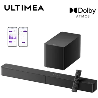 Barra de sonido ULTIMEA 340W 5,1 con Dolby Atmos, sistema de sonido envolvente con subwoofer con cable de 5,25", control de aplicación inteligente de cine en casa