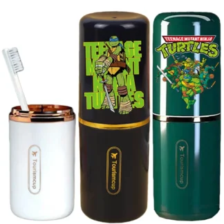 TMNT-soporte portátil para cepillos de dientes Ninja Turtles, con almacenamiento de pasta de dientes, estuche para tazas de baño de viaje, organizador, accesorios para tazas de dientes