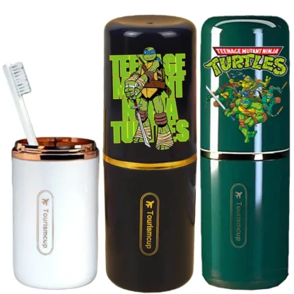 TMNT-soporte portátil para cepillos de dientes Ninja Turtles, con almacenamiento de pasta de dientes, estuche para tazas de baño de viaje, organizador, accesorios para tazas de dientes