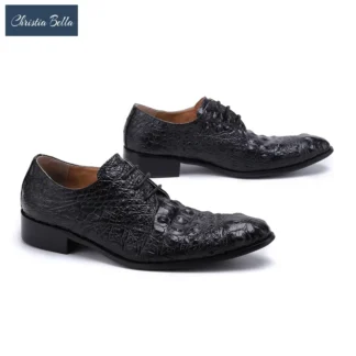 Zapatos Oxford de cuero genuino para hombre, calzado Formal de negocios, oficina, talla grande, con cordones, color negro, británico
