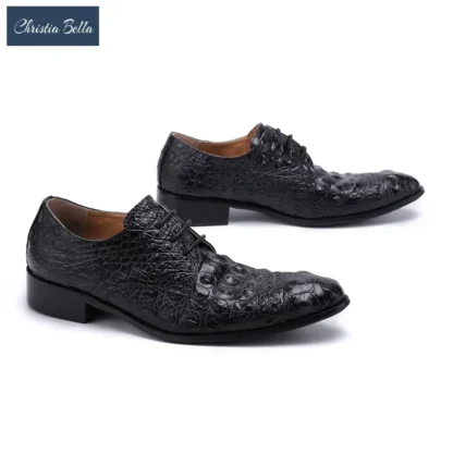 Zapatos Oxford de cuero genuino para hombre, calzado Formal de negocios, oficina, talla grande, con cordones, color negro, británico