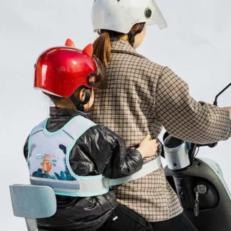 Chaleco de asiento de motocicleta de esponja compuesta, correa ajustable, arnés de asiento de seguridad resistente para niños, práctico cinturón de seguridad para el pecho de poliéster
