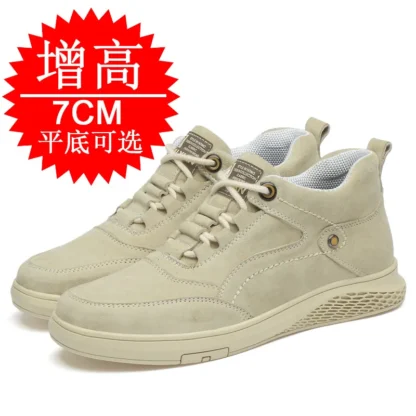 Zapatos con elevador de altura Invisible para hombre, zapatillas de deporte, zapatos de elevación, tacón oculto más alto, zapatillas deportivas de 7cm, zapatos de tacón oculto de gamuza de vaca