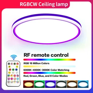 Luz de techo LED inteligente, 24W, RGB, redonda, con Control remoto, iluminación de techo para sala de estar, dormitorio, cocina, decoración de iluminación interior