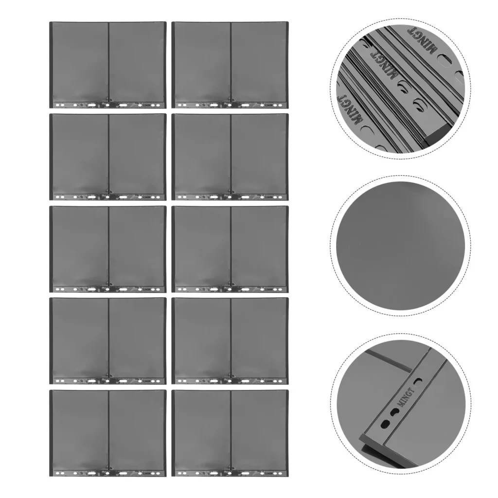 10 Piezas de Páginas Transparentes Estándar para Álbum de Sellos, Soporte para Sellos, Insertos de Almacenamiento para Coleccionistas, Protector Organizador de Monedas
