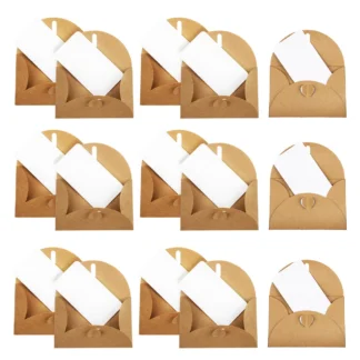 30 juegos de sobres Kraft con cierre de corazón, tamaño de tarjeta de crédito, pequeños sobres vintage para bodas, cumpleaños, graduación