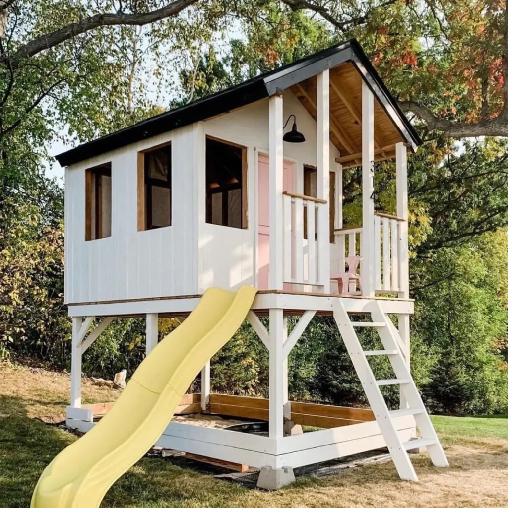 Casa de juegos para jardín de infantes, tobogán de montaje al aire libre, casa de árbol, cabina de escalada para niños, cenador de jardín móvil, casa de madera