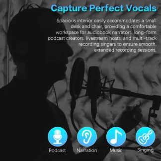 360 ° Cabina de Grabación Portátil, Fácil de Instalar, Cabina de Aislamiento Acústico con Mantas Acústicas Gruesas para Cantar en el Estudio, Podcast