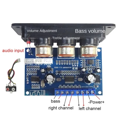 Placa amplificadora de potencia Digital de 2,1 canales, Cable de Audio auxiliar, 2x25W + 50W, BT5.0, Subwoofer, DC12-20V de placa amplificadora Clase D
