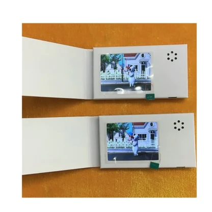 Tarjeta de libro de vídeo blanca de cumpleaños A97T2.4 pulgadas, 128MB, invitación Lcd, regalo, tarjeta de felicitación musical, carga de vídeo, tarjeta de felicitación Lcd