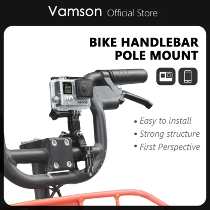Vamson-soporte para manillar de motocicleta, accesorio para Go Pro, Gopro Hero 12, 11, 10, 9, 8, 7, 6, 5, 4, SJCAM, Mijia, yi 4K