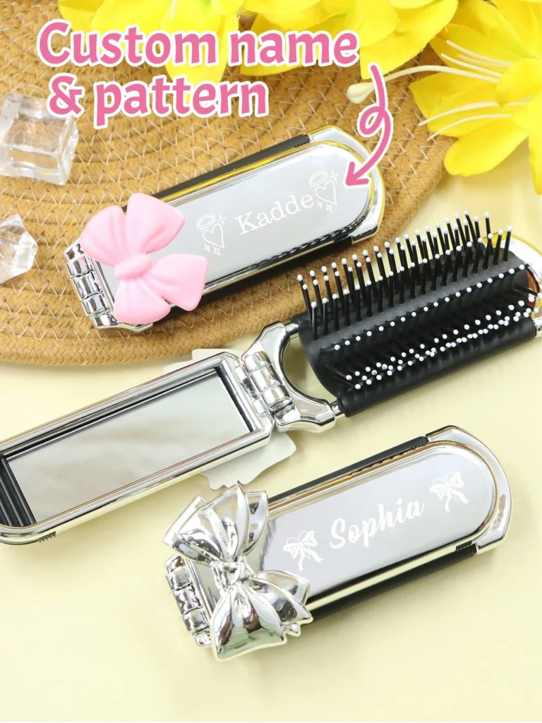 Mini cepillo de pelo personalizado, cepillo de pelo Ttravel con nombre personalizado, desenredante, cepillo de pelo para mujer, peine de viaje