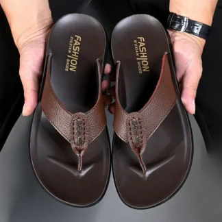 Chanclas para Hombre en Oferta, Sandalias de Playa de Verano Nuevas, de Alta Calidad, de Cuero Genuino, con Suela Suave, Zapatos Casuales para Hombre
