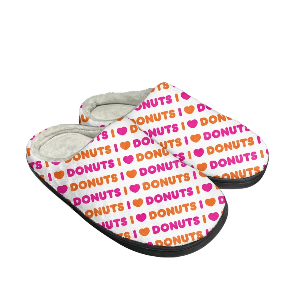Dunkin' Deez Nuts Drink Zapatillas de algodón para el hogar para hombre y mujer, zapatos informales de felpa para dormitorio, zapatillas térmicas para mantener el calor, zapatos personalizados
