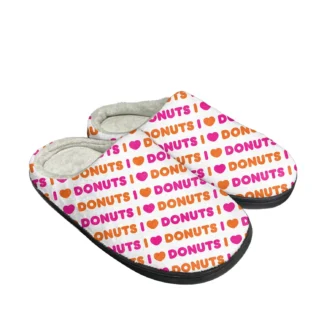 Dunkin' Deez Nuts Drink Zapatillas de algodón para el hogar para hombre y mujer, zapatos informales de felpa para dormitorio, zapatillas térmicas para mantener el calor, zapatos personalizados
